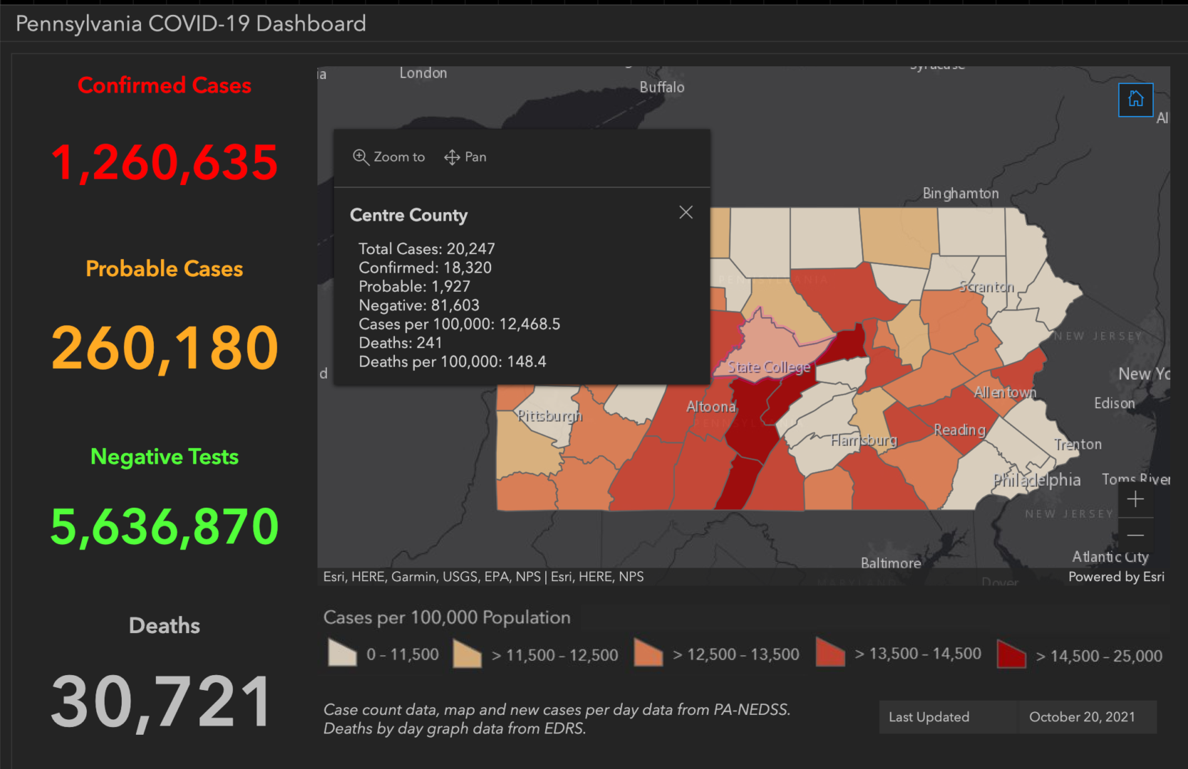 State College - covid-19 dashboard 10-20-21