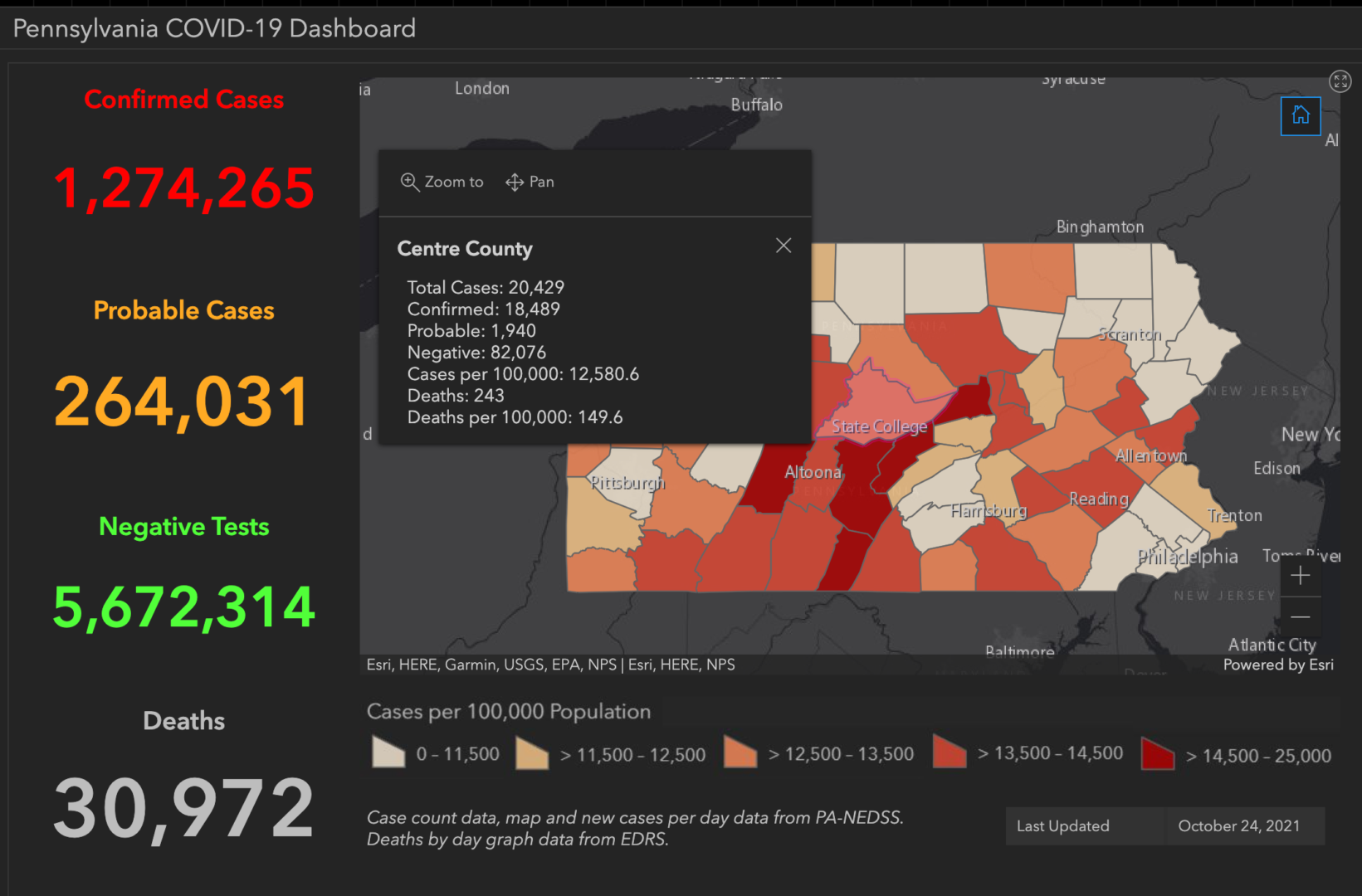 State College - covid-19 dashboard 10-24-21