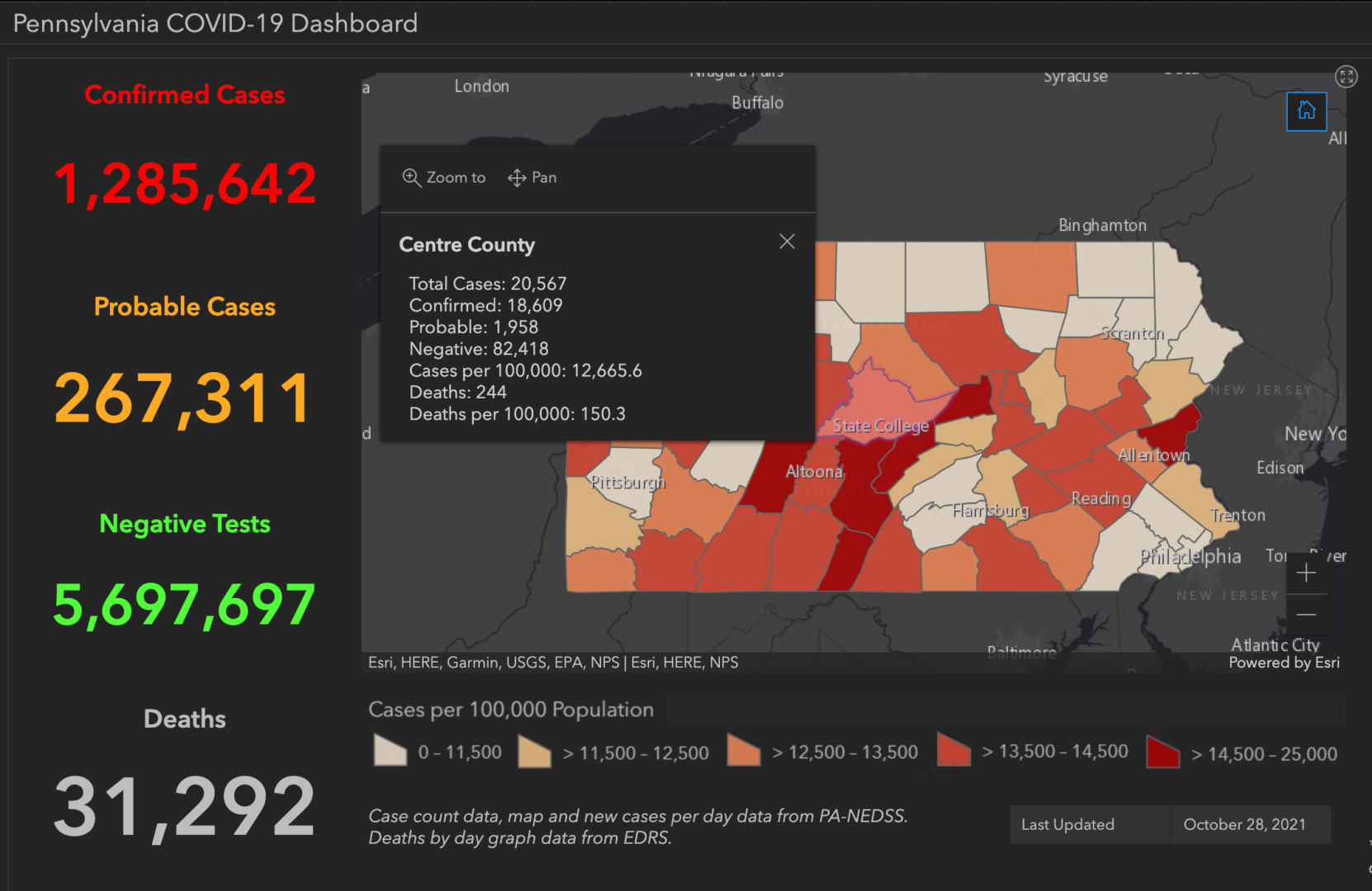 State College - covid-19 dashboard 10-28-21