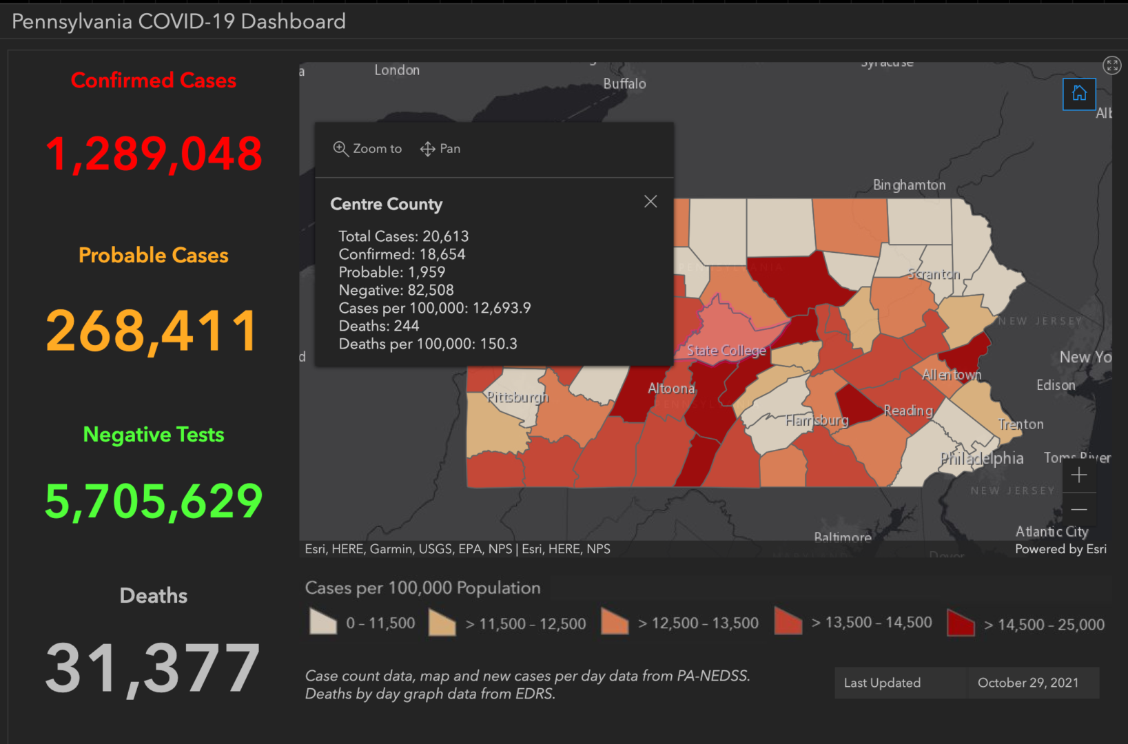 State College - covid-19 dashboard 10-29-21