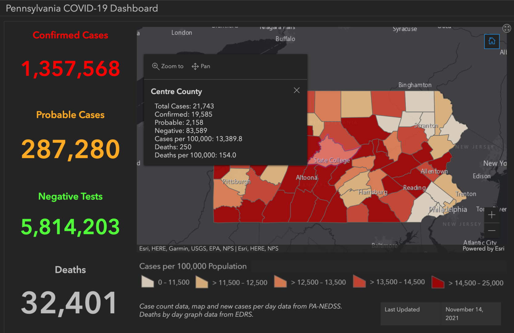 State College - covid-19 dashboard 11-14-21