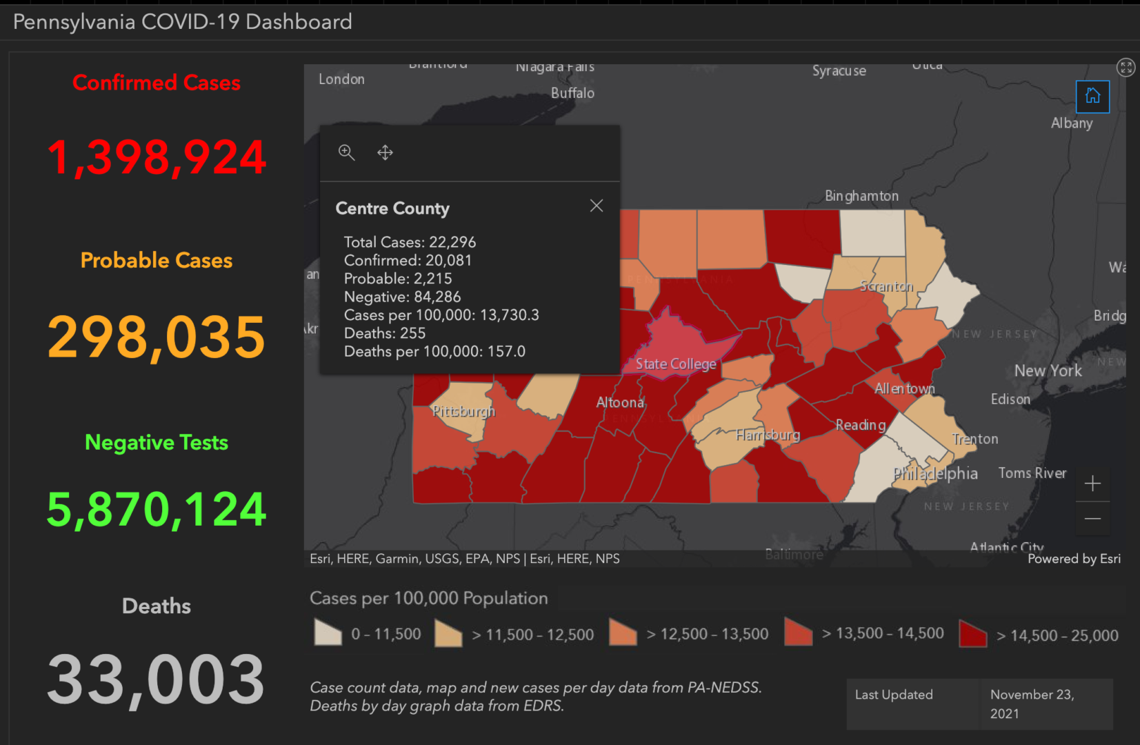 State College - covid-19 dashboard 11-23-21