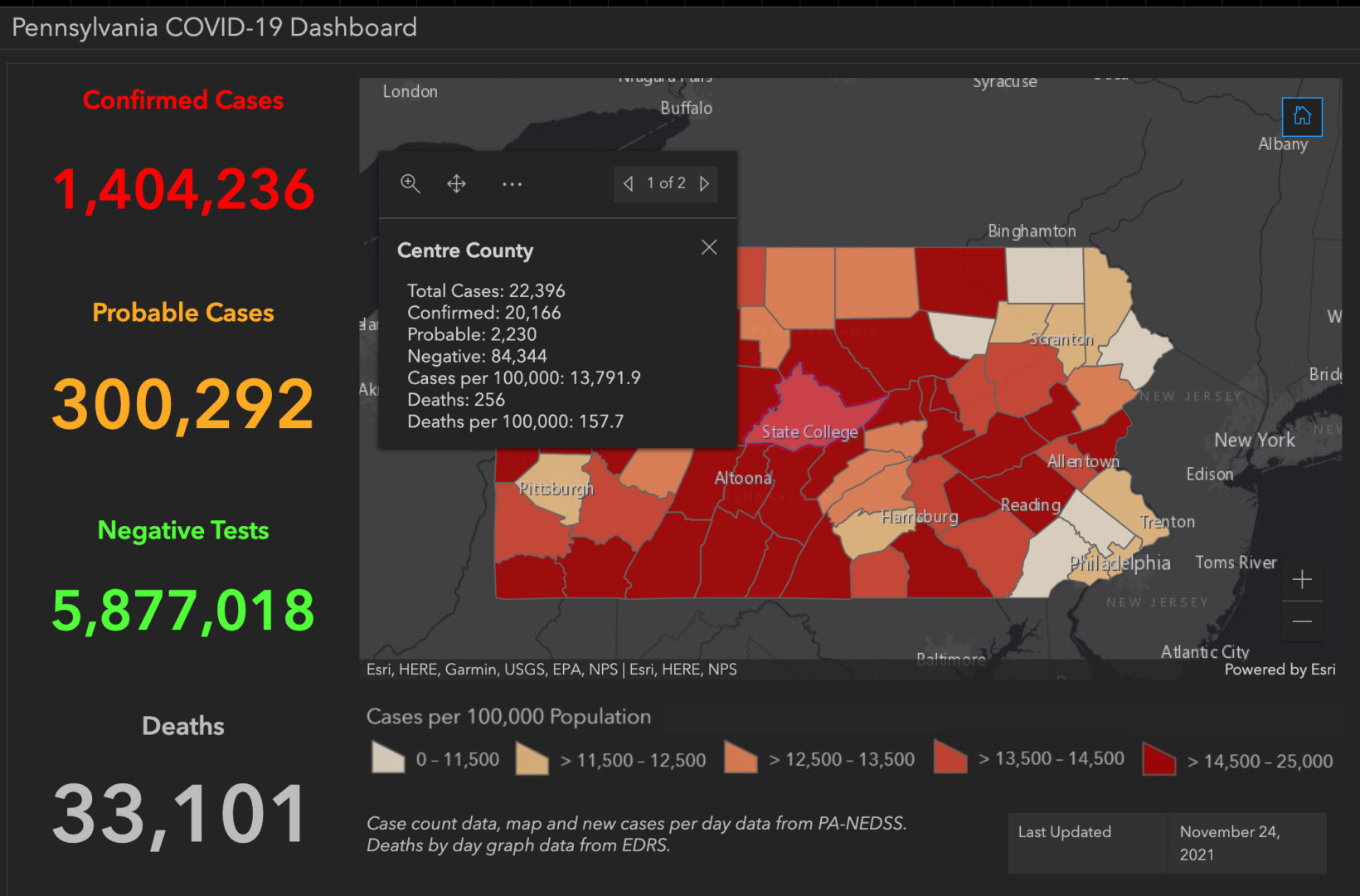 State College - covid-19 dashboard 11-24-21