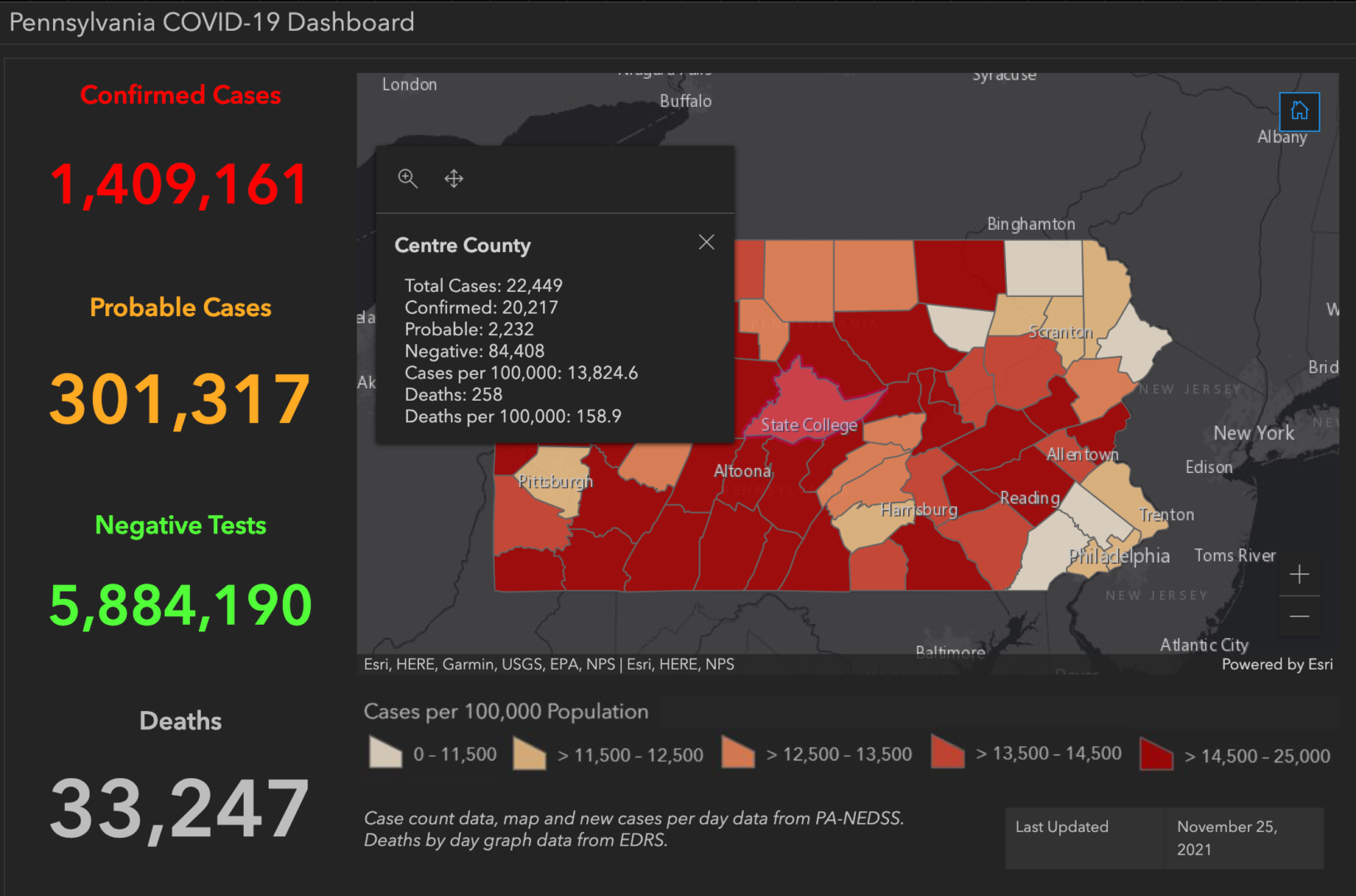 State College - covid-19 dashboard 11-25-21