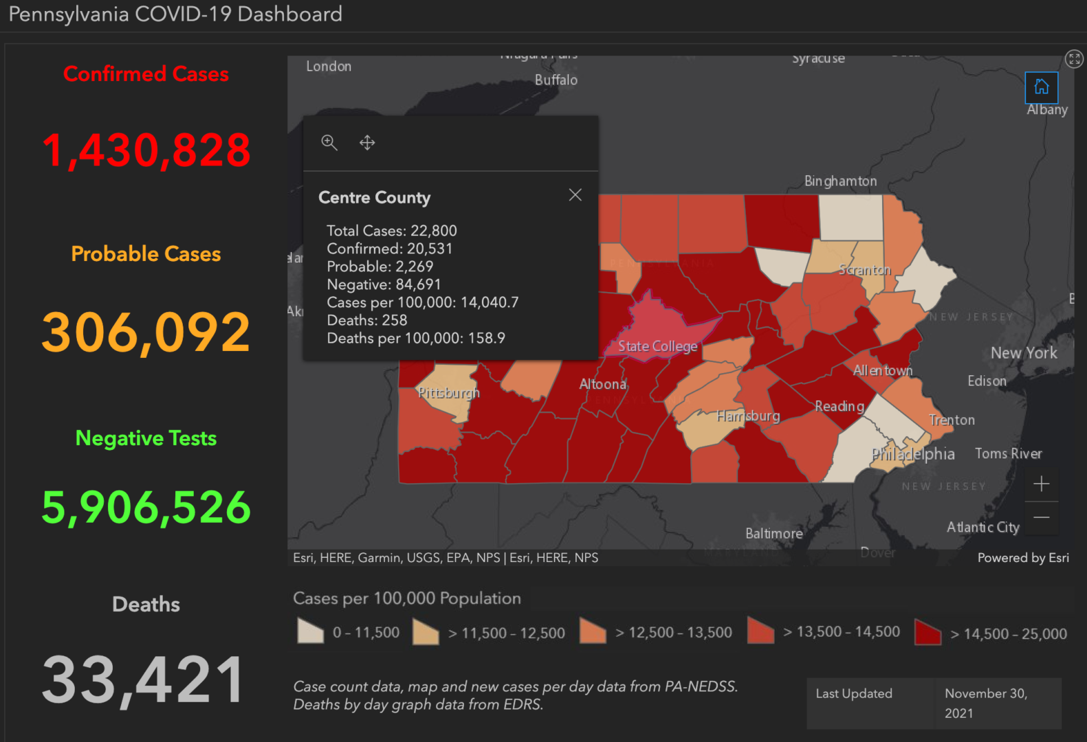 State College - covid-19 dashboard 11-30-21