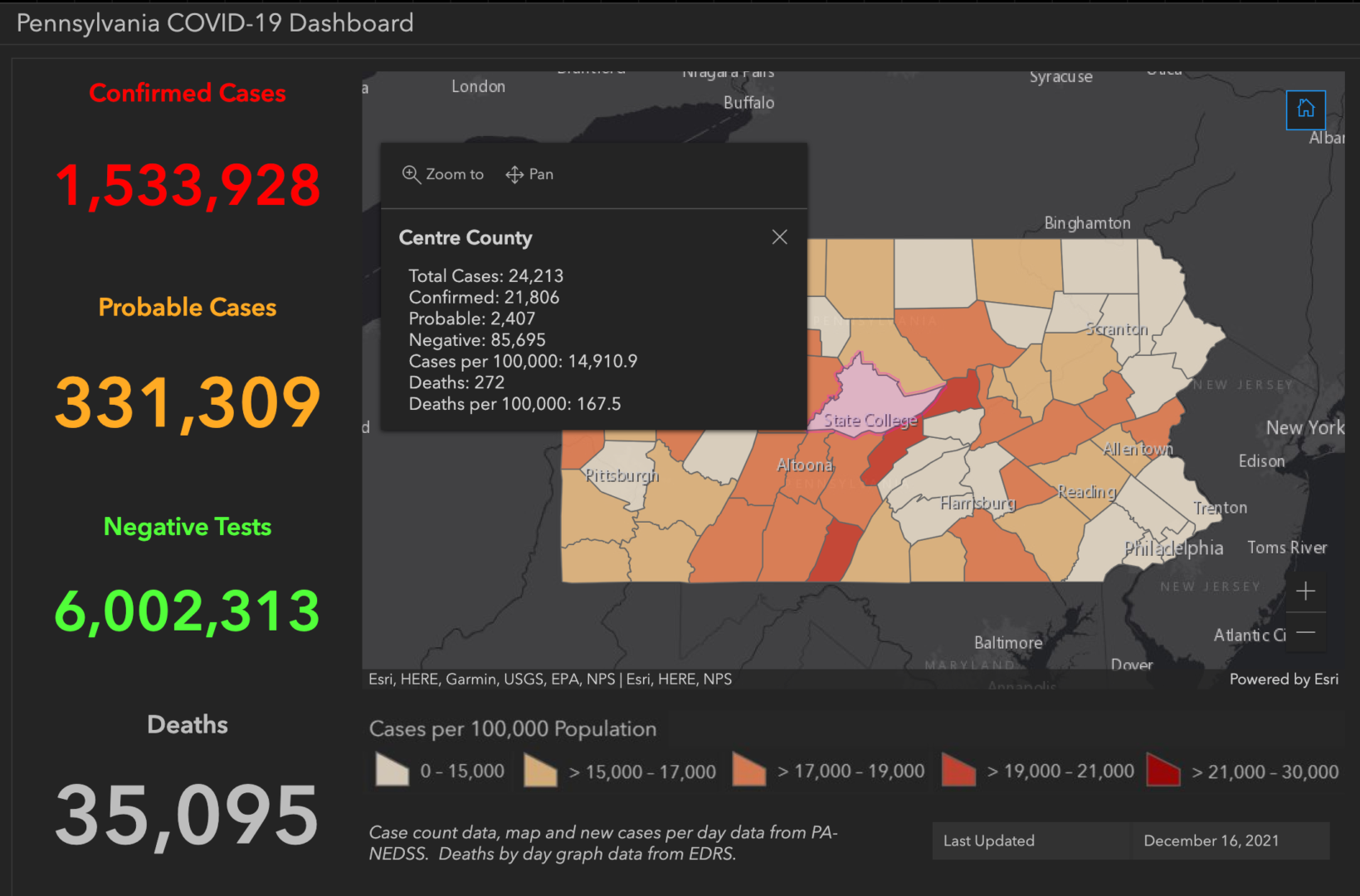 State College - covid-19 dashboard 12-16-21