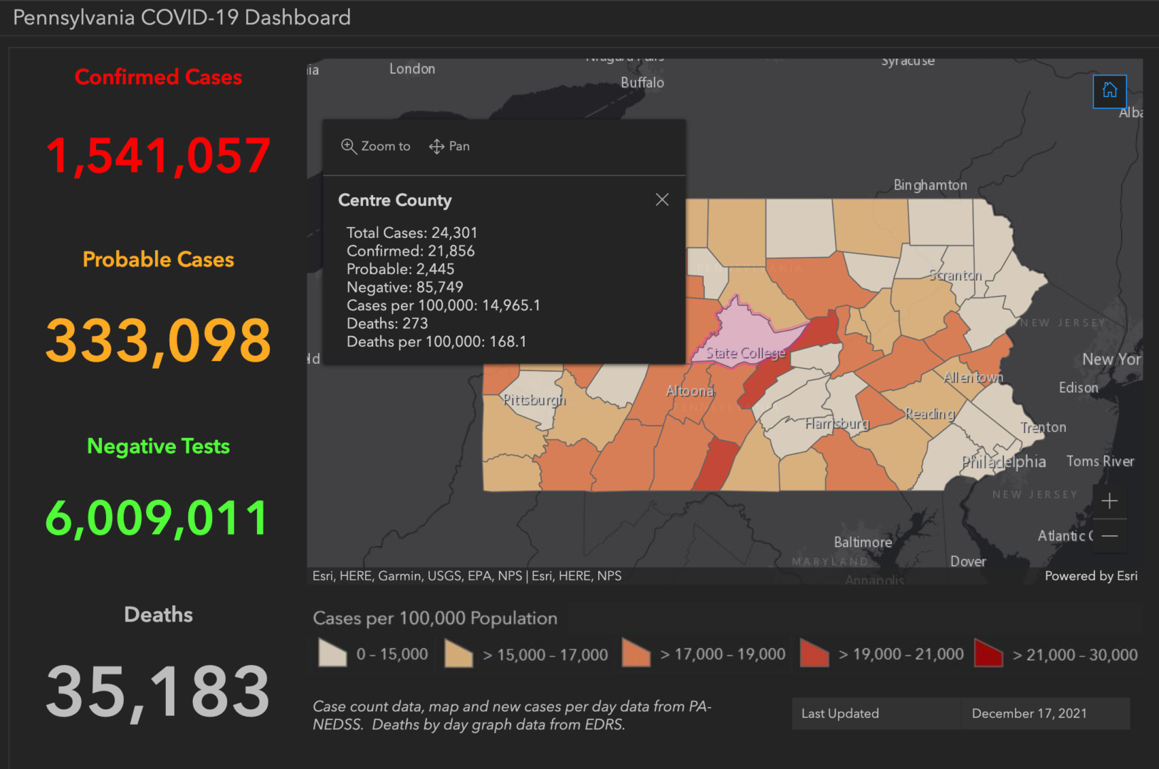 State College - covid-19 dashboard 12-17-21