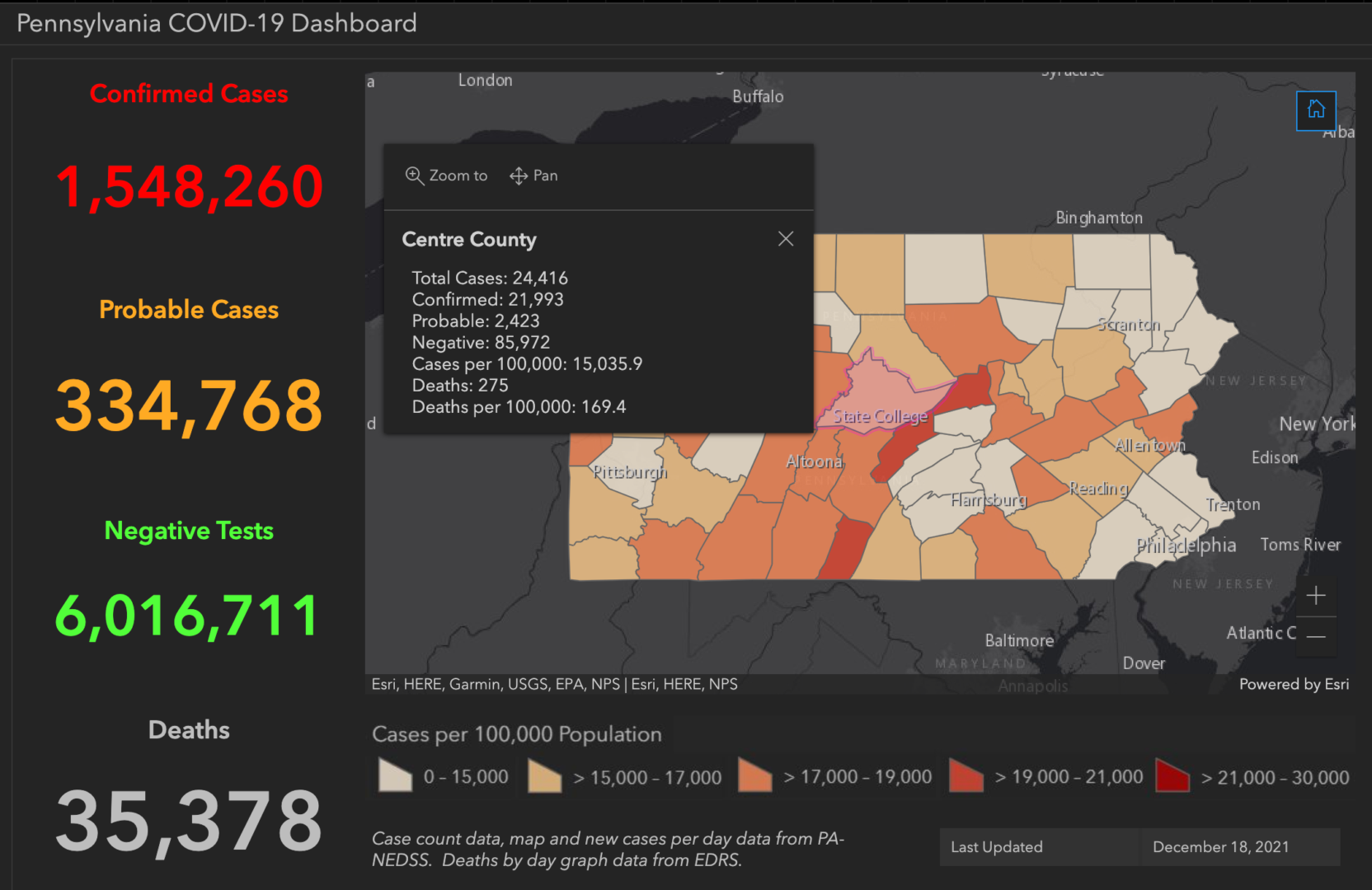 State College - covid-19 dashboard 12-18-21
