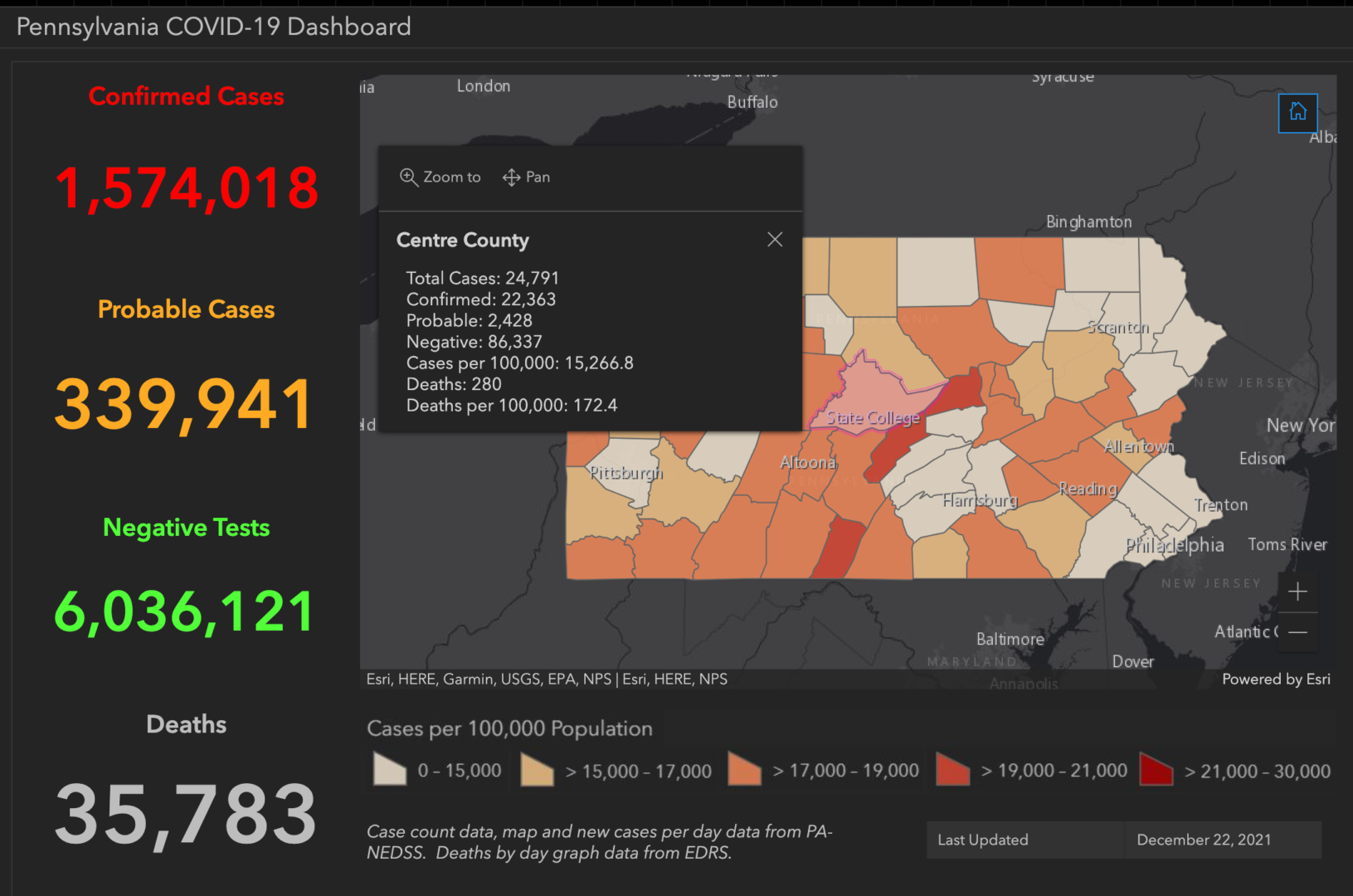 State College - covid-19 dashboard 12-22-21
