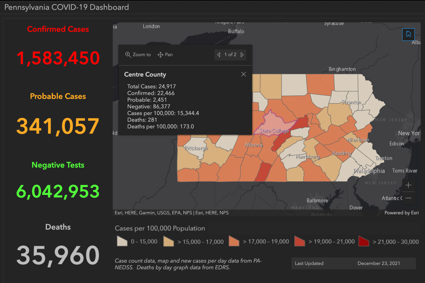 State College - covid-19 dashboard 12-23-21
