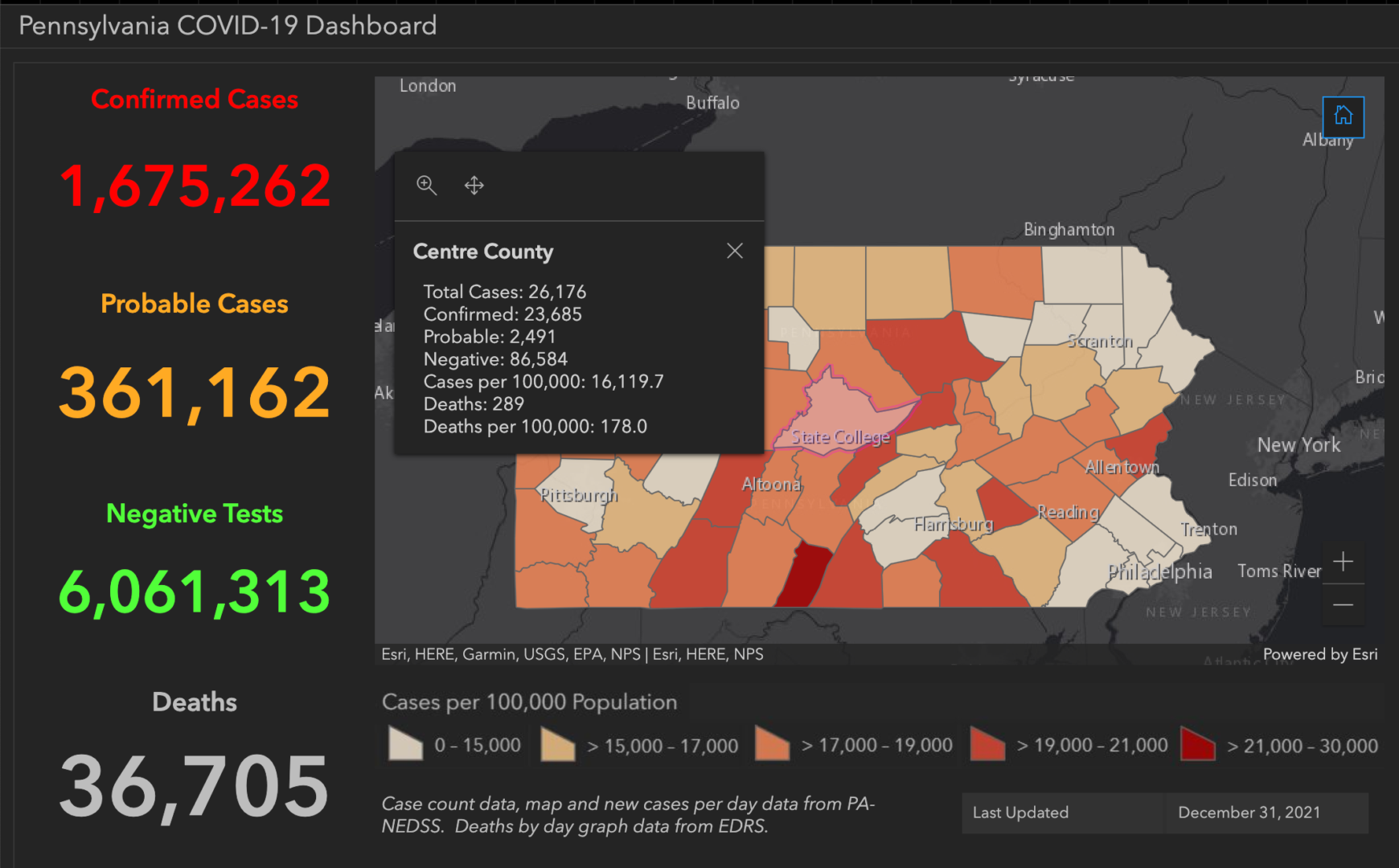 State College - covid-19 dashboard 12-31-21