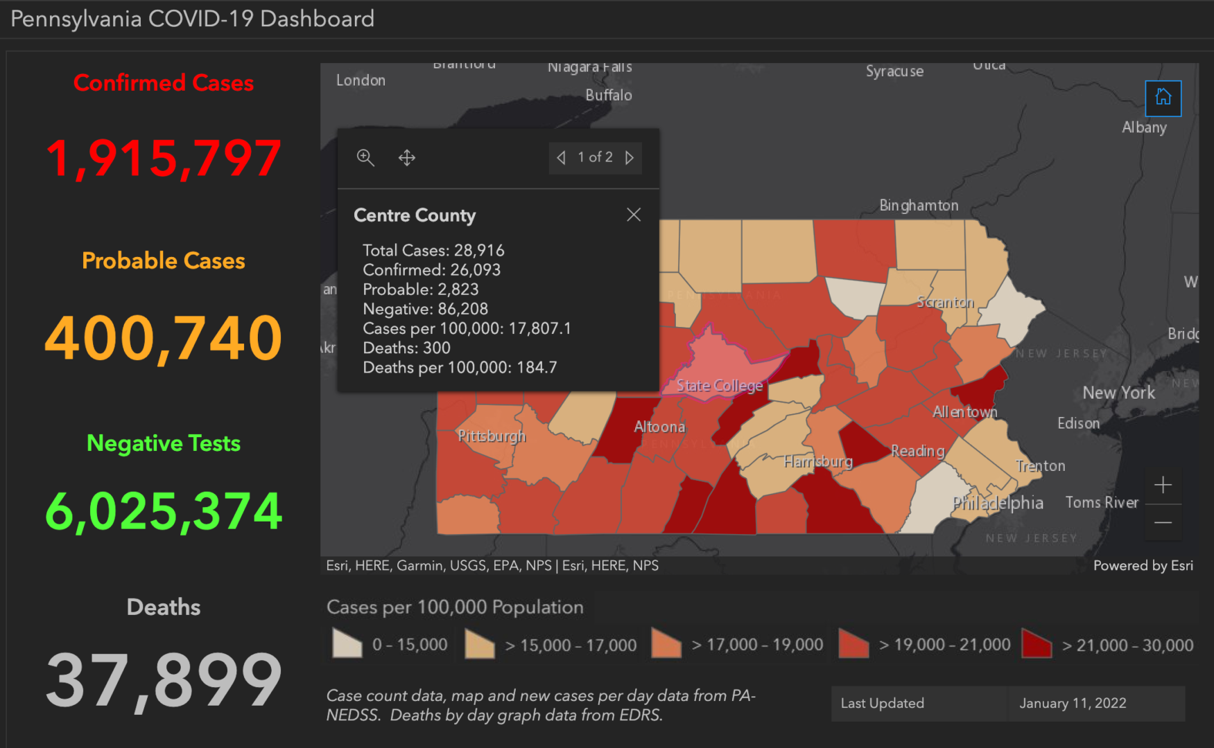 State College - covid-19 dashboard 1-11-22