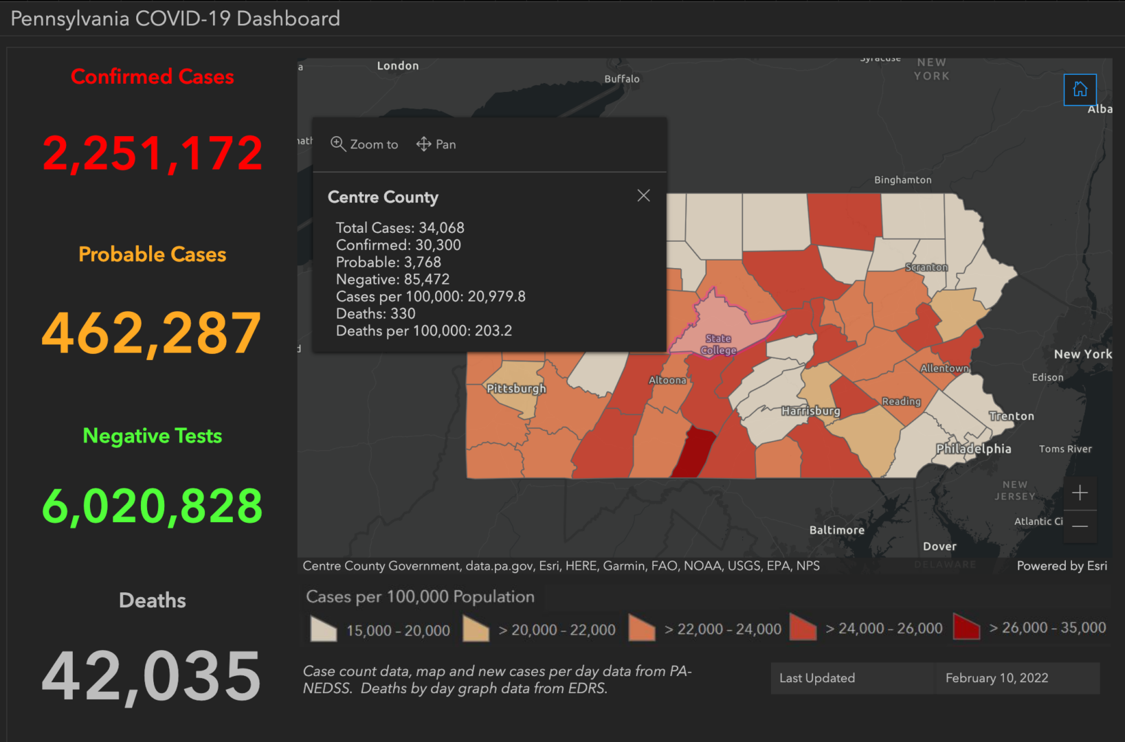 State College - covid-19 dashboard 2-10-22