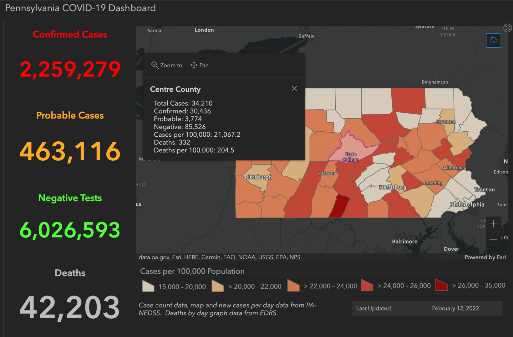 State College - covid-19 dashboard 2-12-22