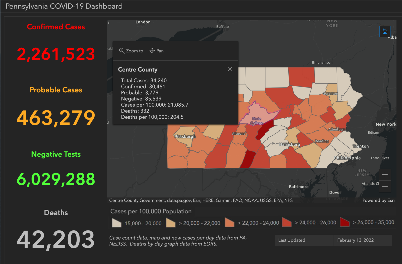 State College - covid-19 dashboard 2-13-22