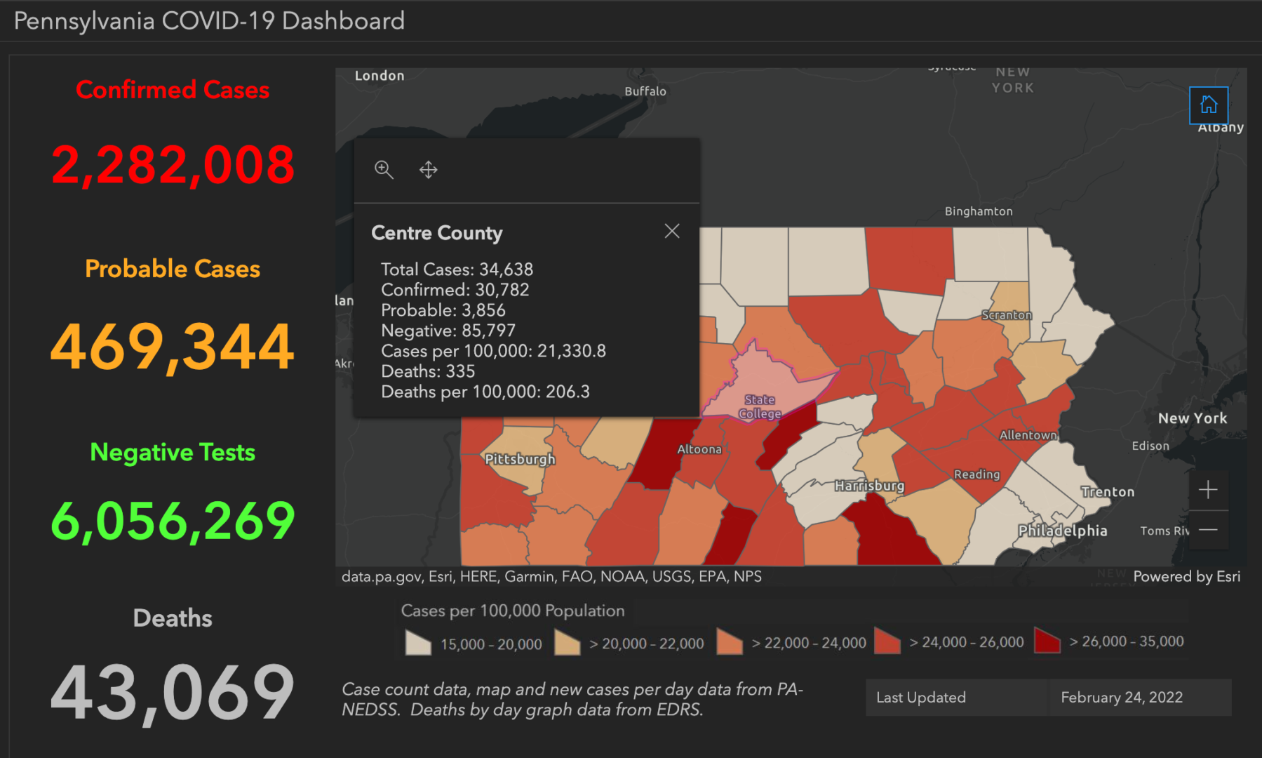 State College - covid-19 dashboard 2-24-22