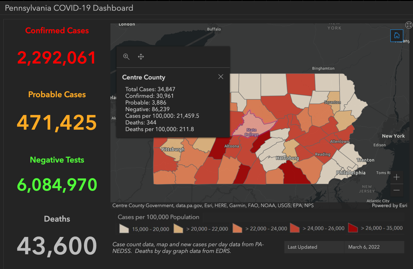 State College - covid-19 dashboard 3-6-22