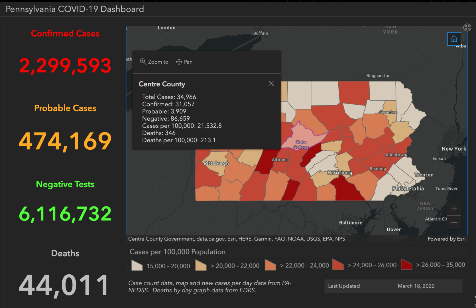 State College - covid-19 dashboard 3-18-22
