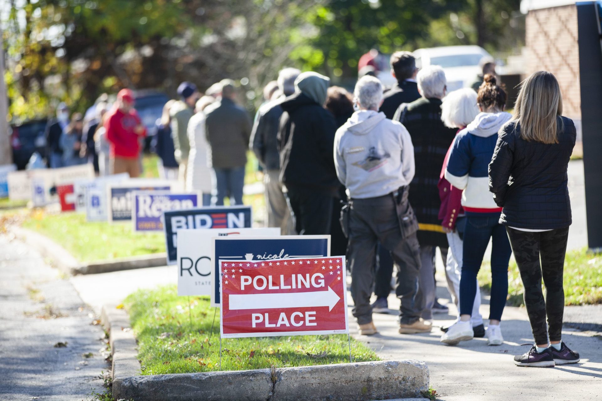 People waiting in line to vote