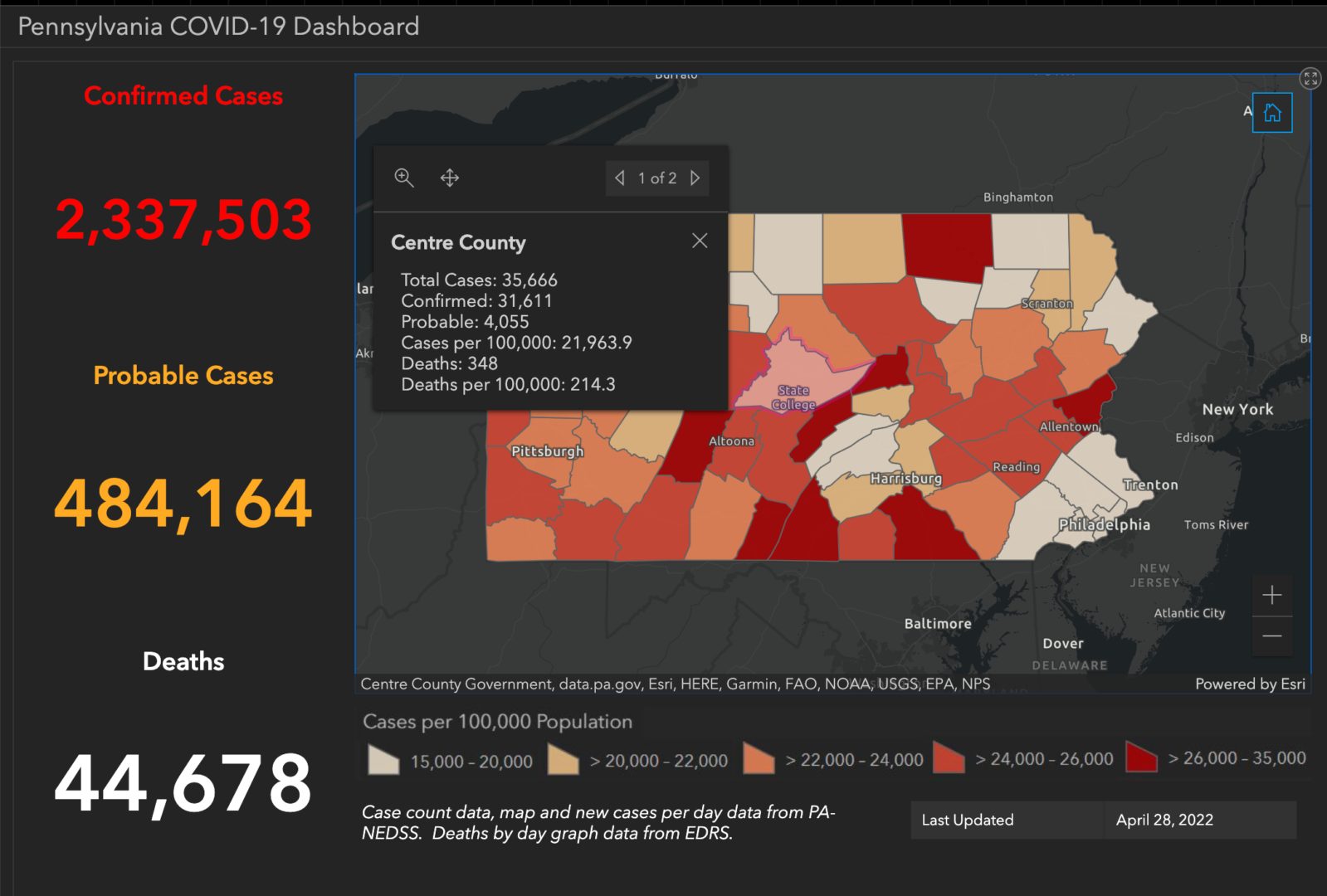 Centre County Adds 15 COVID-19 Cases; Pennsylvania Reports 1,448 New Positives