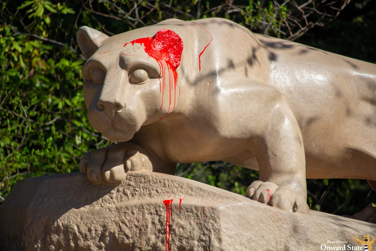 State College - lion shrine vandalized