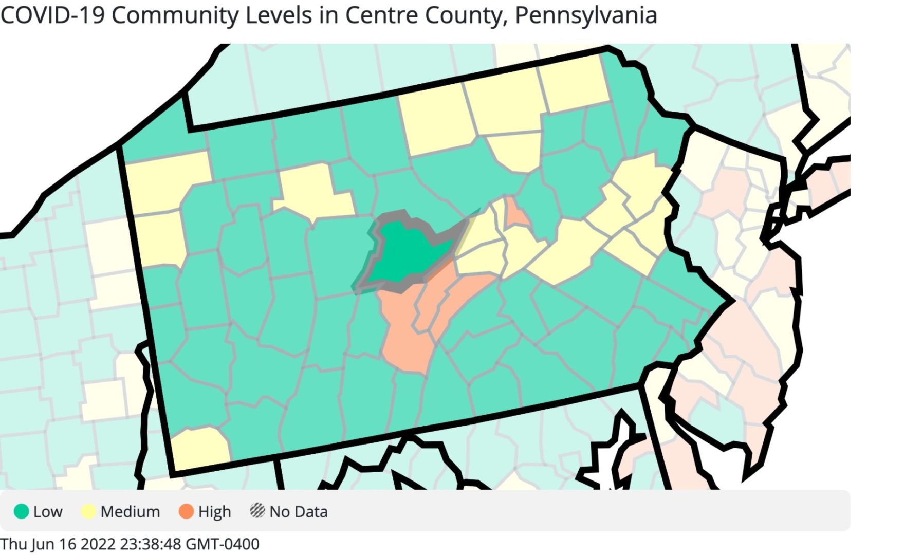 State College - Centre_County_Pennsylvania_COVID-19_Community_Levels 6-16-22