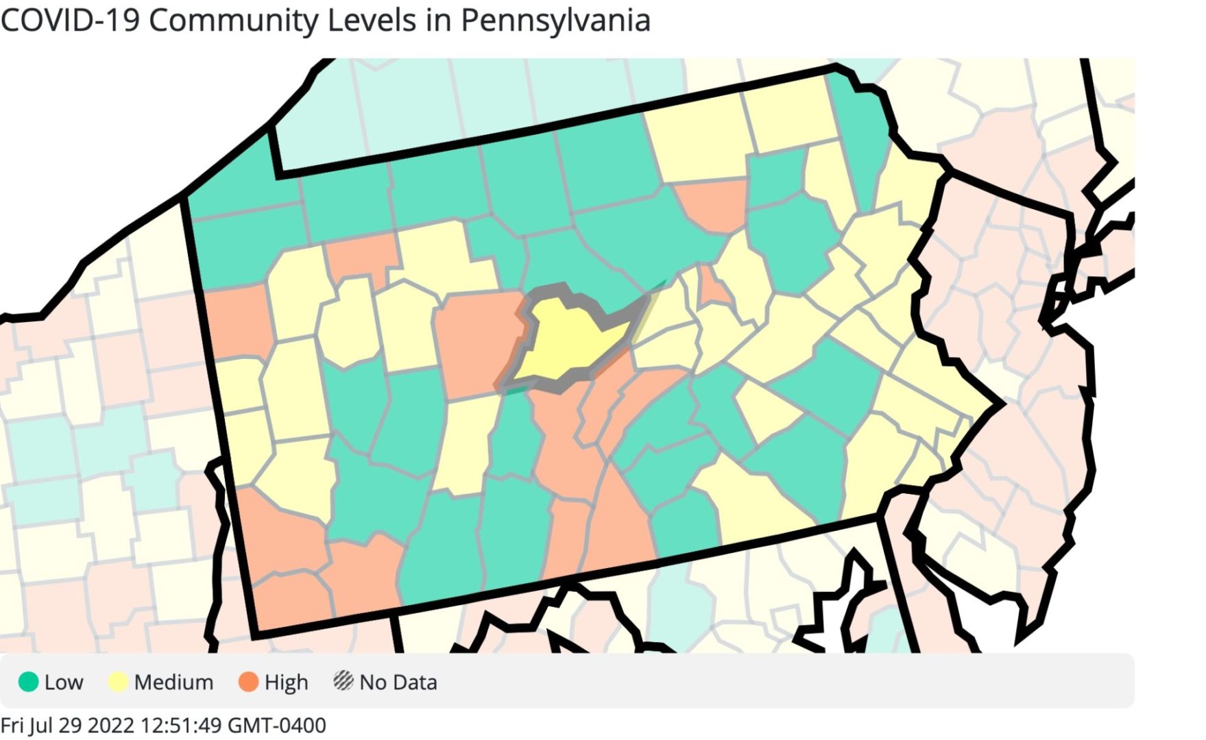 State College - Pennsylvania_COVID-19_Community_Levels 7-29-22