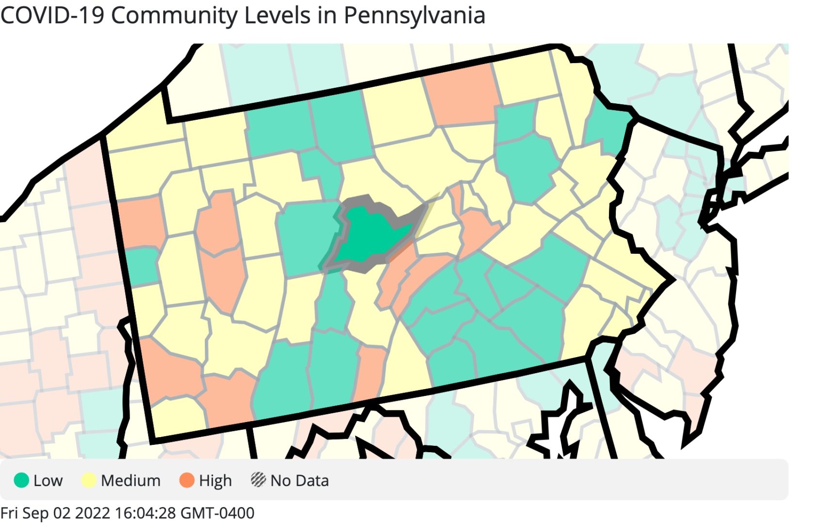 State College - Pennsylvania_COVID-19_Community_Levels 9-2-22