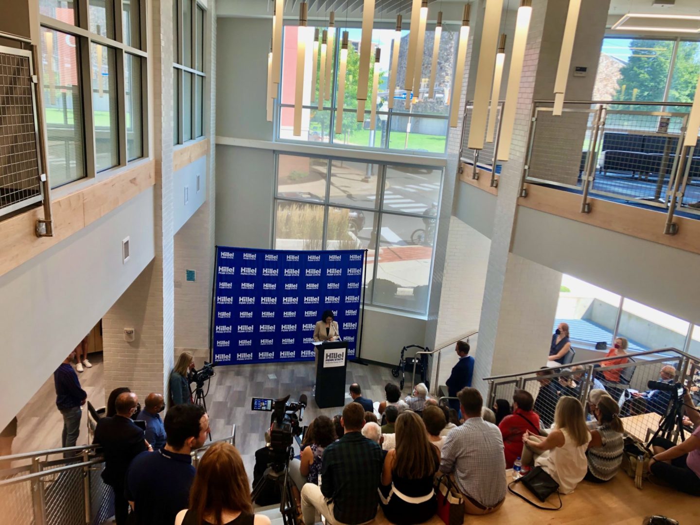 State College - hillel overhead staircase