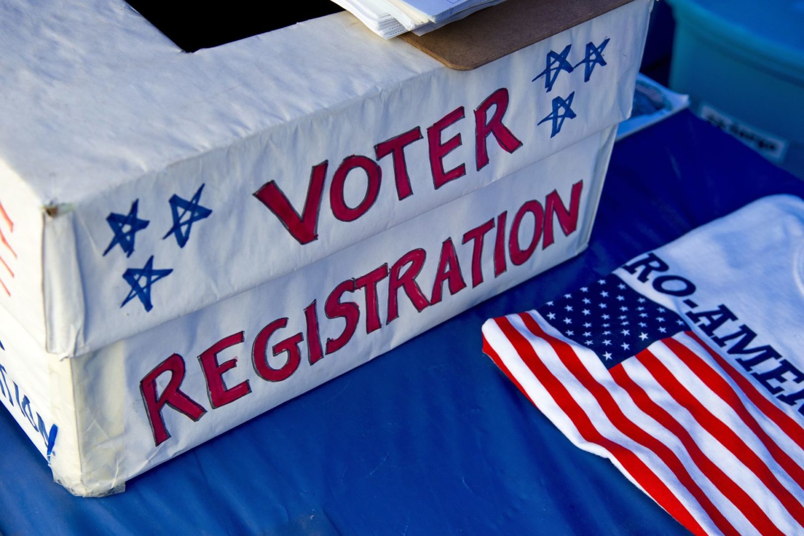 State College - voter registration box - spotlight - credit tom gralish