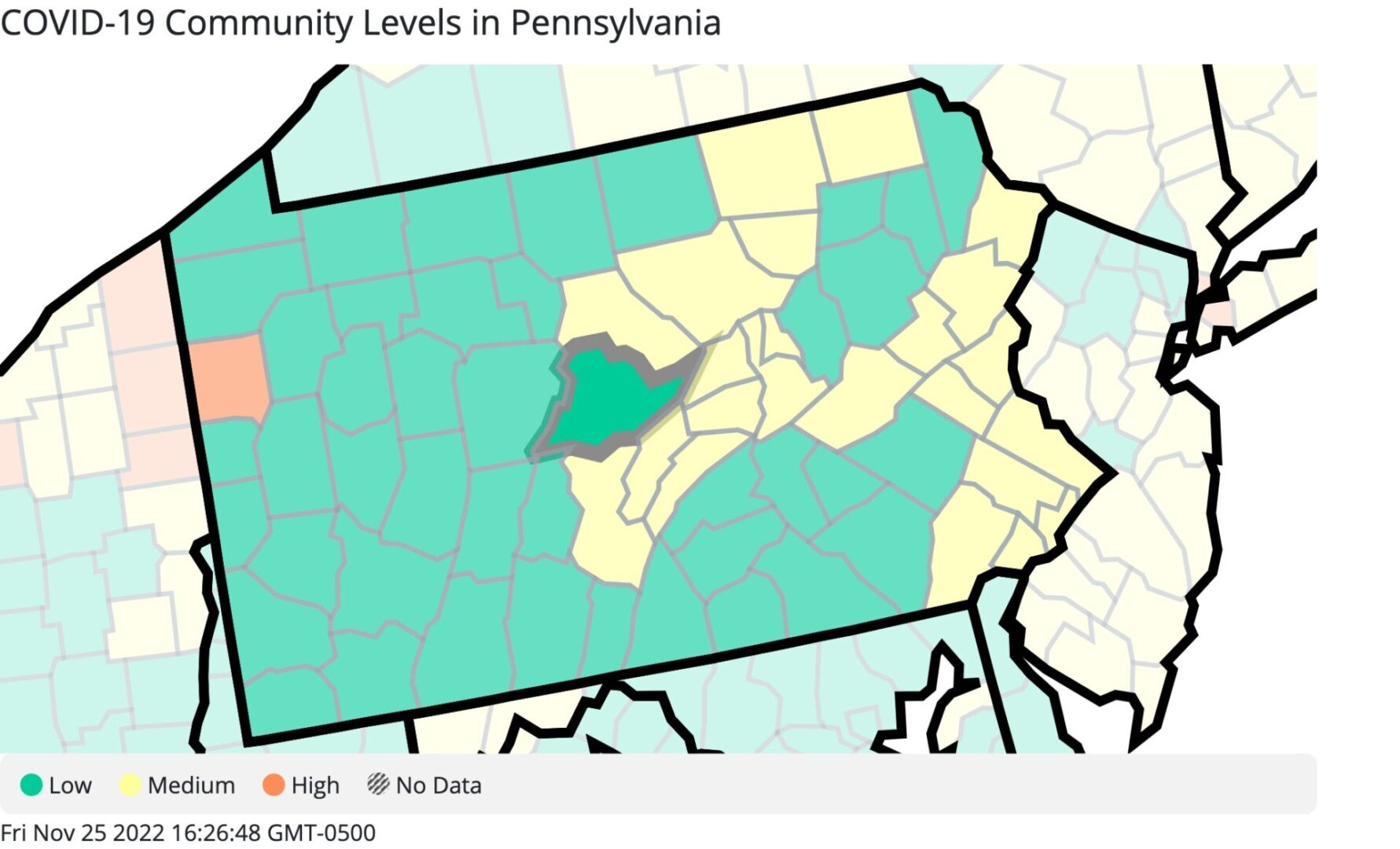 State College - Pennsylvania_COVID-19_Community_Levels 11-25-22