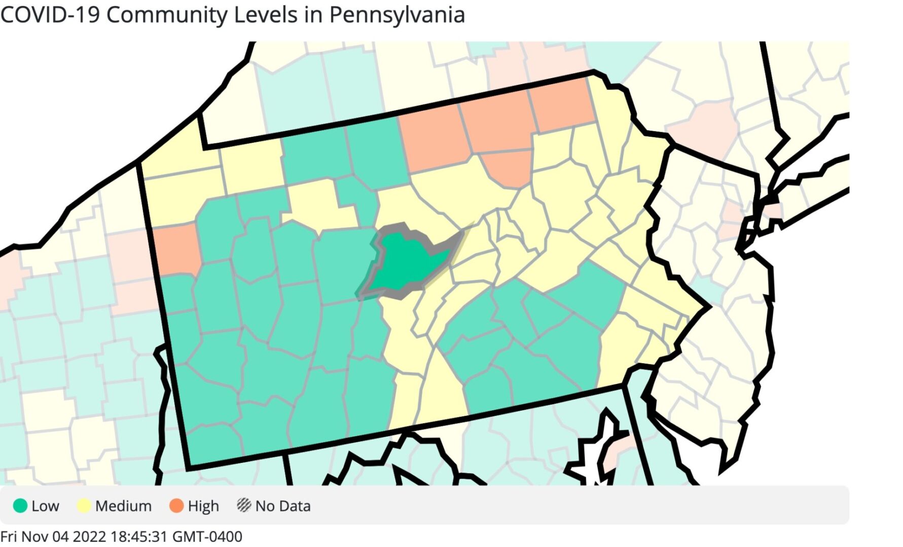 State College - Pennsylvania_COVID-19_Community_Levels 11-4-22