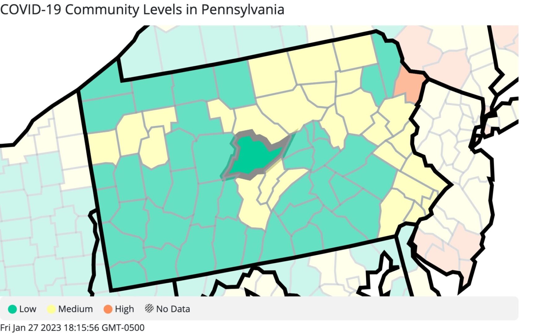 State College - Pennsylvania_COVID-19_Community_Levels 1-27-23