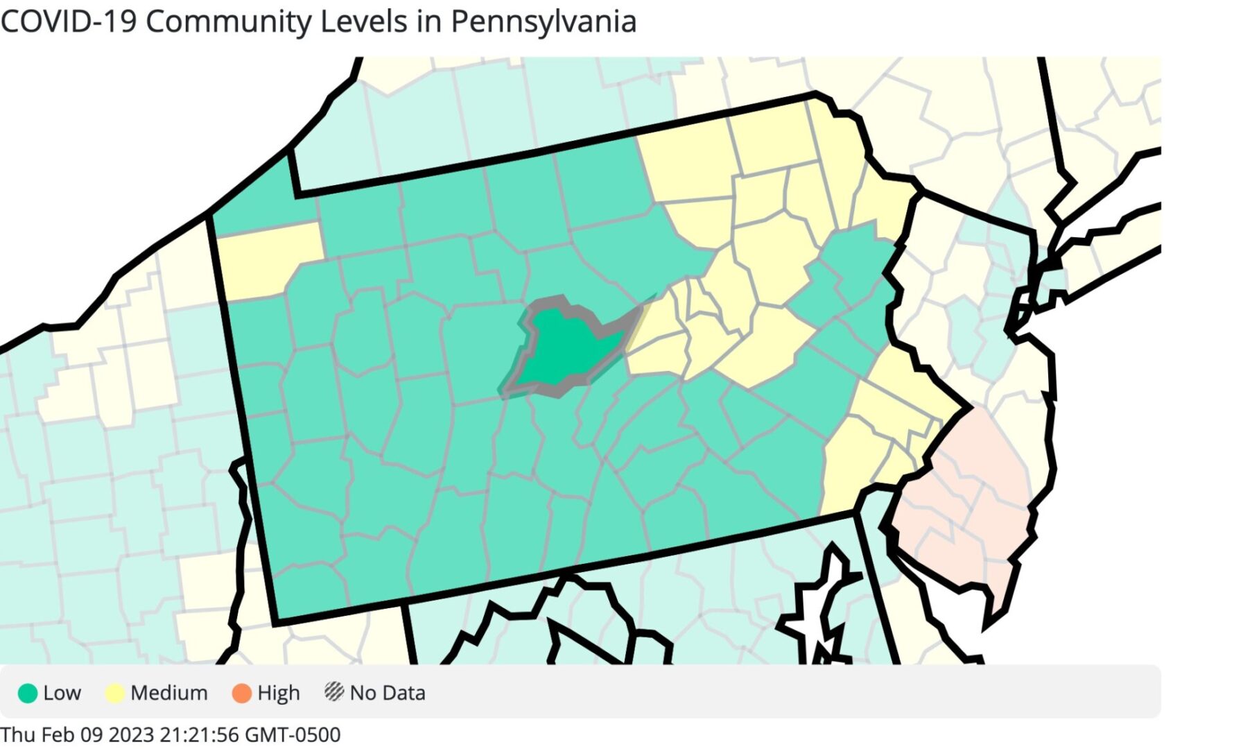 State College - Pennsylvania_COVID-19_Community_Levels 2-9-23