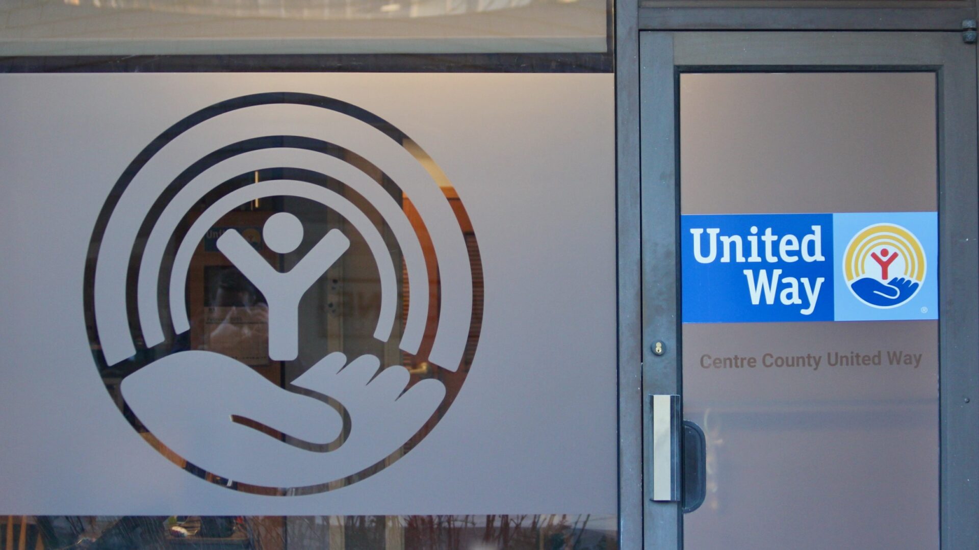Door and window at Centre County United Way office at 131 S. Fraser St. in State College