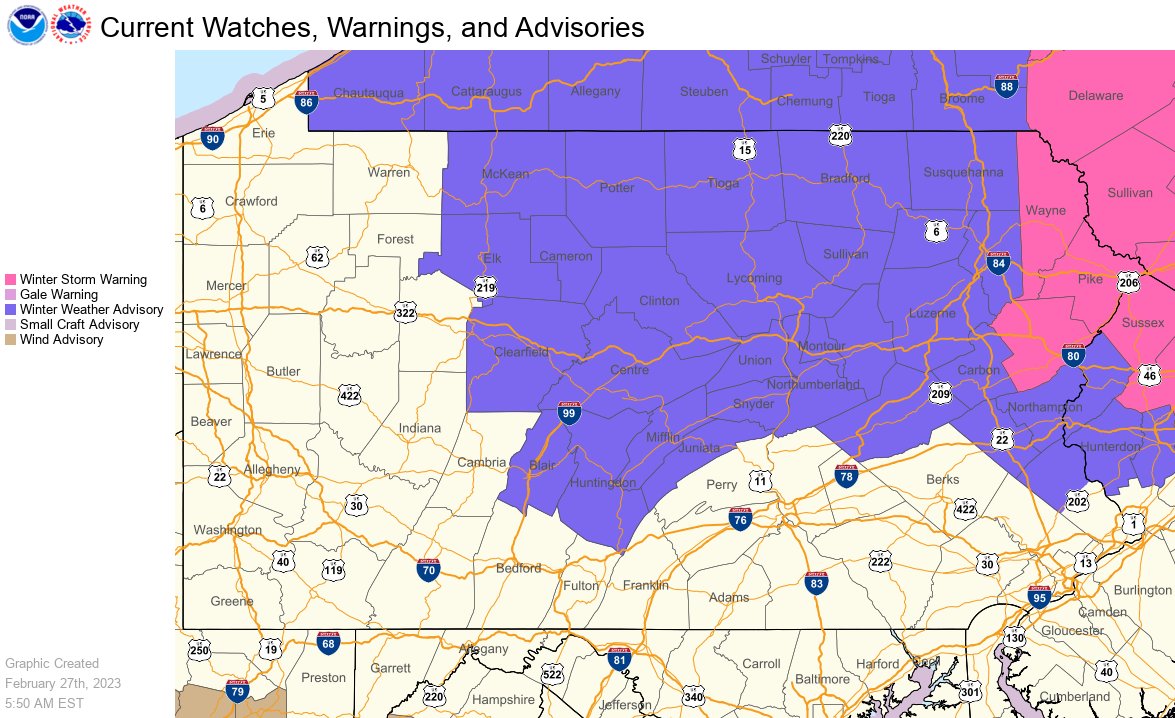 State College - nws advisory 2-27-23