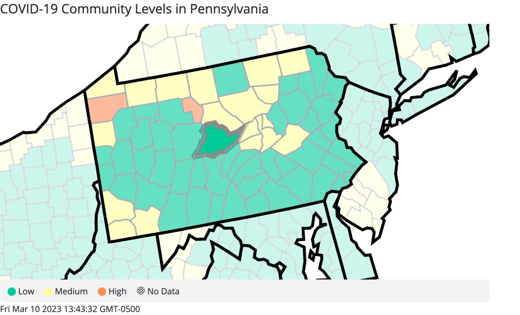 State College - Pennsylvania_COVID-19_Community_Levels 3-10-23