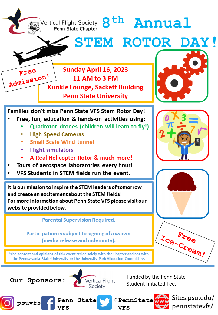 STEM Rotor Day 2023 - hosted by the Penn State Vertical Flight Society in  State College, PA | Event Calendar | StateCollege.com