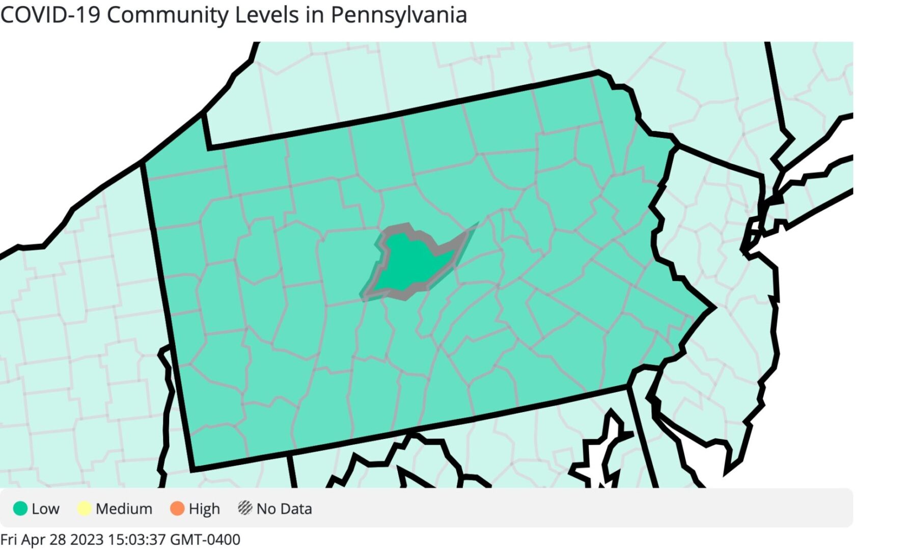 All Pennsylvania Counties Remain at Low COVID-19 Community Level