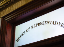 A sign that reads House of Representatives inside the Pennsylvania Capitol in Harrisburg.