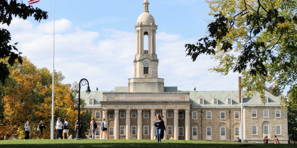 State College - students old-main-from-downtown fall 2023