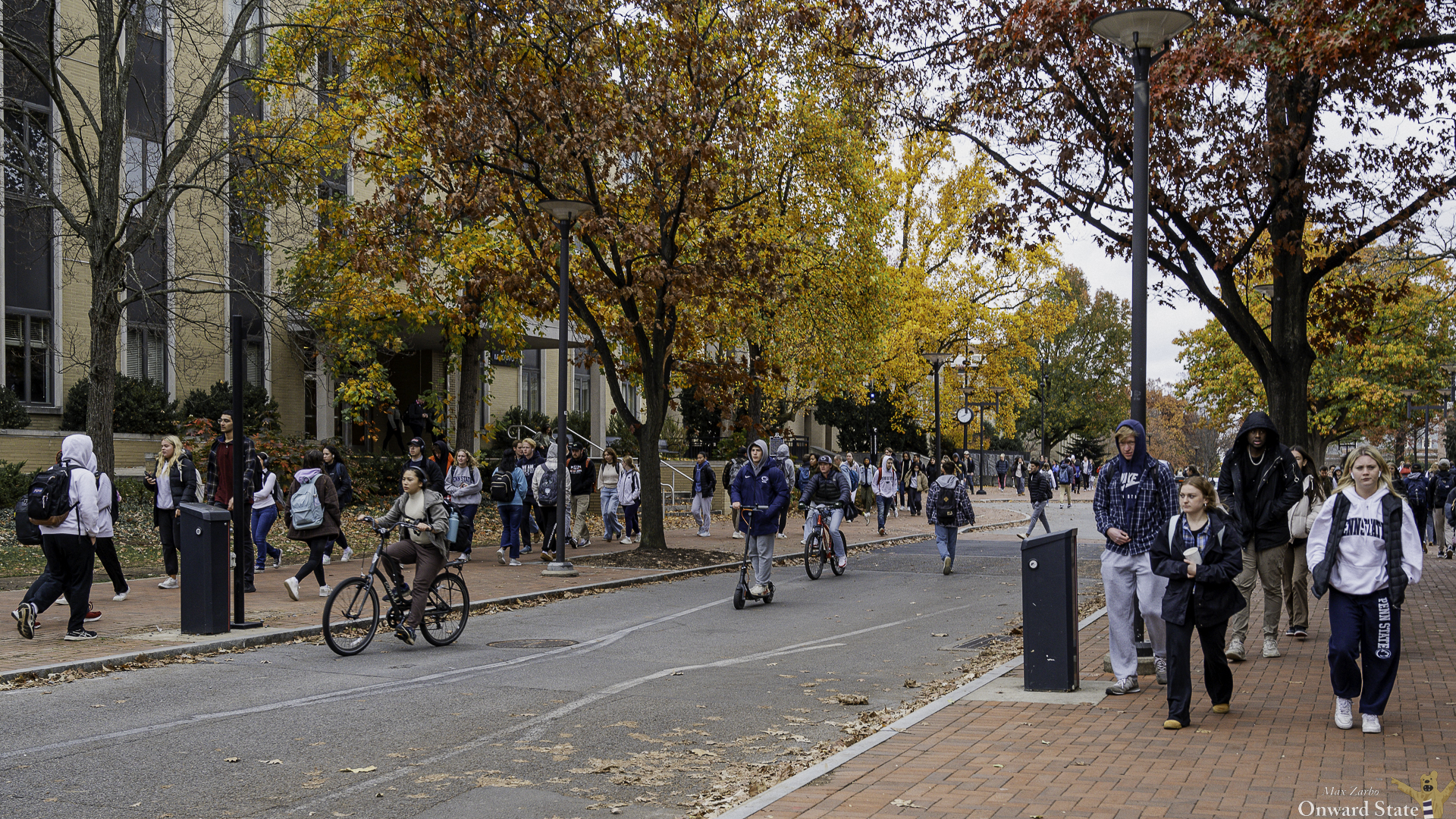 State College - students walking biking pollock road fall 2023