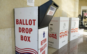 A mail-in ballot drop box is displayed Nov. 7, 2023, at Northampton County Courthouse in Easton, Northampton County, Pennsylvania. (Matt Smith / For Spotlight PA)