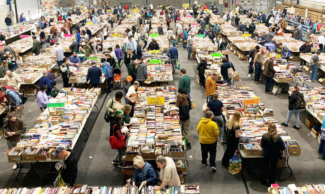 State College - used book sale Saturday Morning shoppers