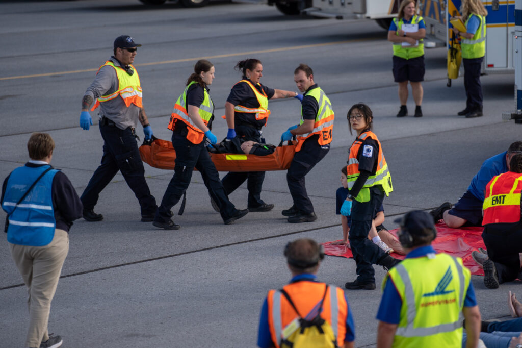 EMS personnel at an emergency response exercise at State College Regional Airport