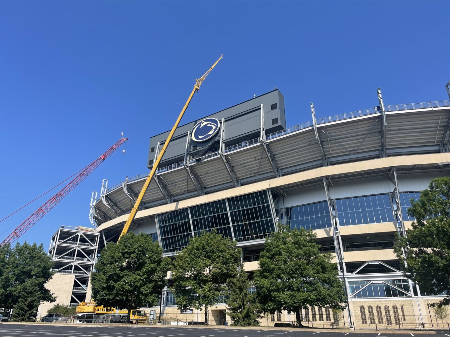 State College - Beaver Stadium story cranes lead art