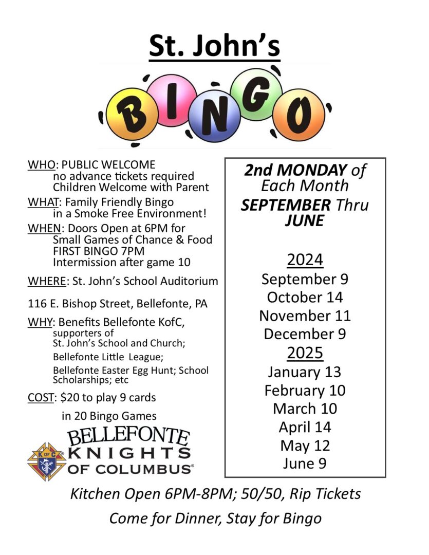 State College - BINGO Year Advertisement24-25