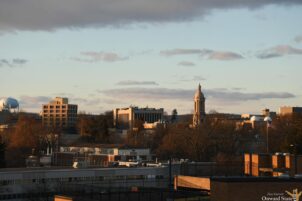Penn State University Park campus at dusk