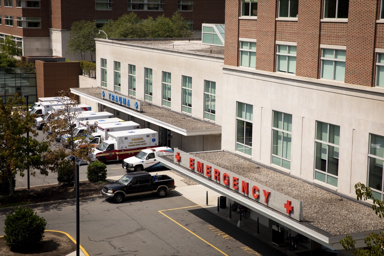 The parking lot of a hospital in Reading, Pennsylvania