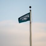 A Philadelphia Eagles flag flies over the state Capitol in Harrisburg in 2018.